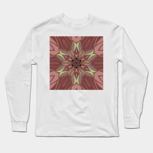 Cartoon Mandala Flower Pink and Yellow Long Sleeve T-Shirt